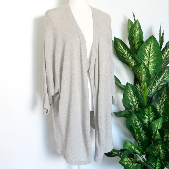 Madewell Seabank Light Grey Knit Open Front Waterfall Cardigan Sweater Medium M - Picture 6 of 13